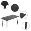 Disassemble rectangular table with arc MDF Black tabletop splicing PVC marble surface 140*76*76cm N101