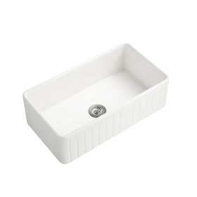 Inch White Farmhouse Sink Deep Apron Sink Undermount Farmhouse Kitchen Sink Single Farm Sink (Color: as Pic)